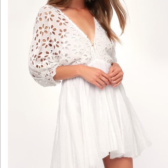 NWT! FreePeople BELLA NOTE WHITE EYELET MINI DRESS - Picture 4 of 8